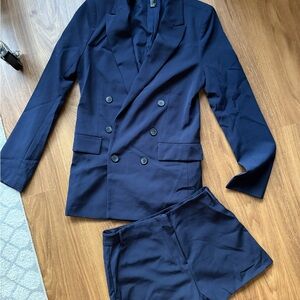 Forever 21 Blue Suits Deep V with Shorts